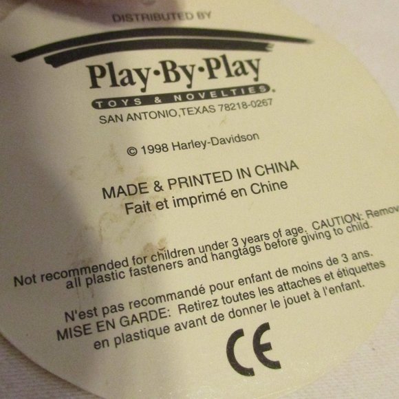 Harley Davidson Motorcycle Vintage 1998 NWT Black Red Peach Graphic Plush Hog - Picture 6 of 7